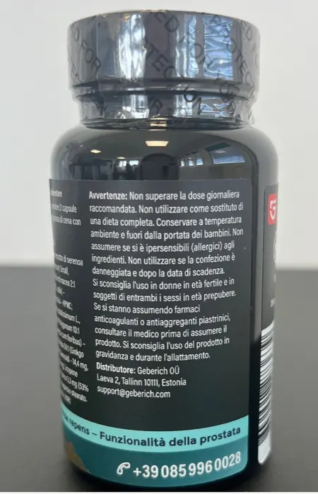 Reprostat-etikettens varningstext och tillverkarens kontaktuppgifter